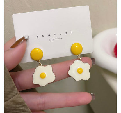Fried Egg Glaze Alloy Drop Earring