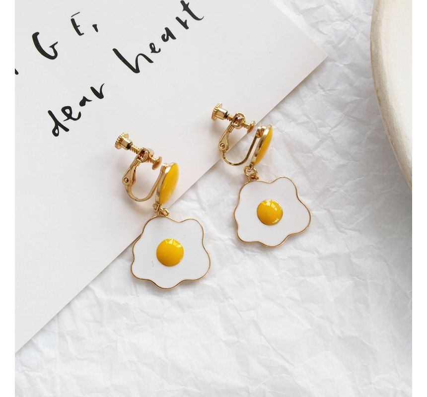 Fried Egg Glaze Alloy Drop Earring