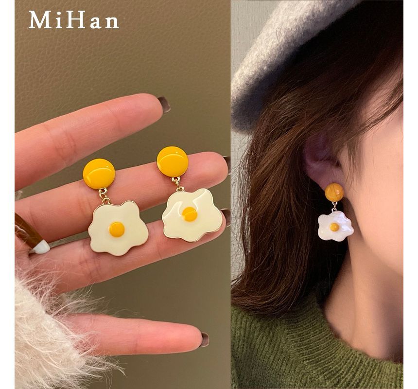 Fried Egg Glaze Alloy Drop Earring