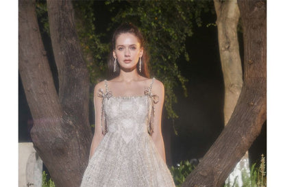 Spaghetti Strap Embroidered Glitter Mini A-Line Party Dress