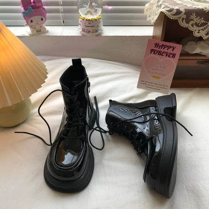 Lace-Up Platform Chunky Heel Boots