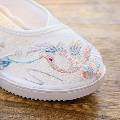 Pointed Embroidered Wedge Mary Jane Shoes