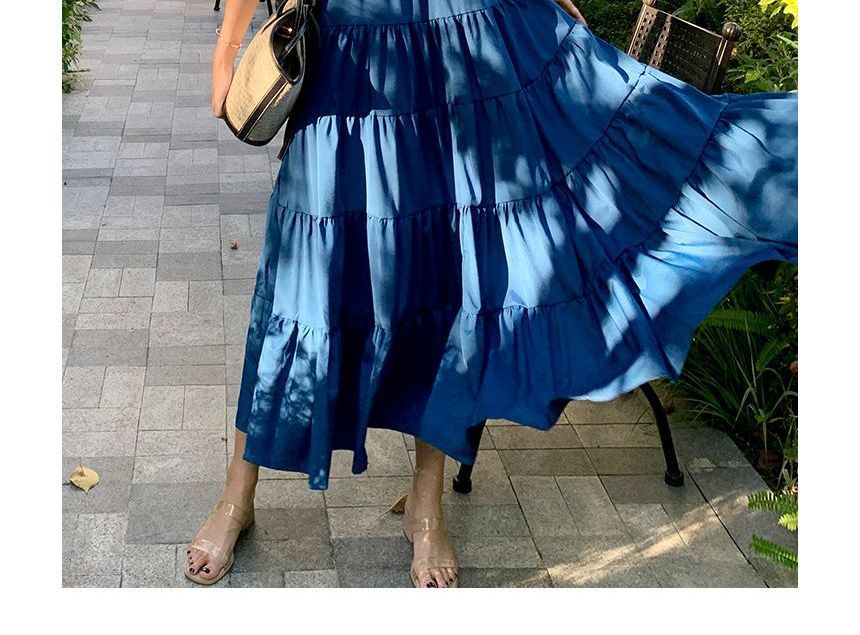 Frill Trim Sleeveless A-Line Maxi Dress
