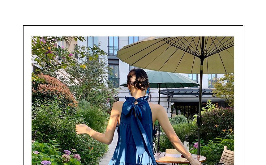 Frill Trim Sleeveless A-Line Maxi Dress