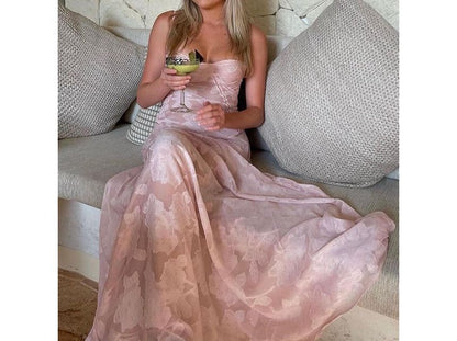 Lace Square Neck A-Line Maxi with Thin Straps