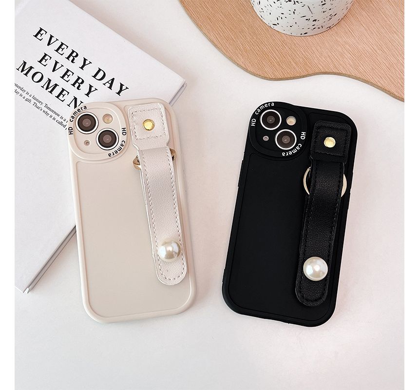 Faux Pearl Hand Strap Phone Case - iPhone 7 / 8 / SE / 7 Plus / 8 Plus / X / XS / XR / XS Max / 11 / 11 Pro / 11 Pro Max / 12 / 12 Pro / 12 mini / 12 Pro Max / 13 / 13 Pro / 13 mini / 13 Pro Max / 14 / 14 Plus / 14 Pro / 14 Pro Max