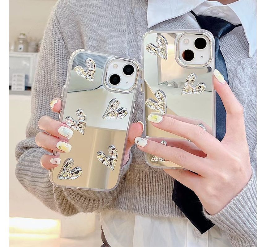 Heart Mirrored Phone Case - iPhone 7 / 8 / SE / 7 Plus / 8 Plus / X / XS / XR / XS Max / 11 / 11 Pro / 11 Pro Max / 12 / 12 Pro / 12 Pro Max / 13 / 13 Pro / 14 / 14 Plus / 14 Pro / 14 Pro Max / 13 Pro Max