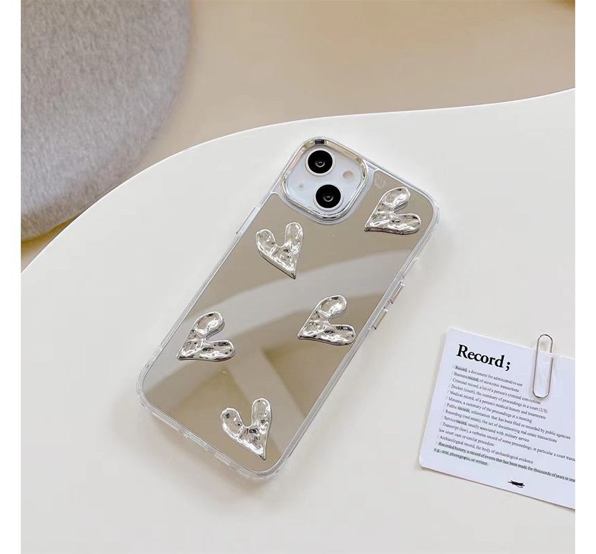 Heart Mirrored Phone Case - iPhone 7 / 8 / SE / 7 Plus / 8 Plus / X / XS / XR / XS Max / 11 / 11 Pro / 11 Pro Max / 12 / 12 Pro / 12 Pro Max / 13 / 13 Pro / 14 / 14 Plus / 14 Pro / 14 Pro Max / 13 Pro Max