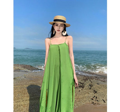 Spaghetti Strap Plain Wide Leg Jumpsuit