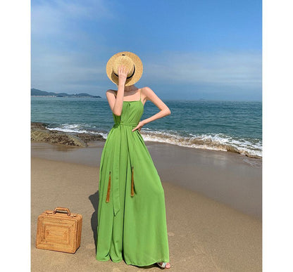 Spaghetti Strap Plain Wide Leg Jumpsuit