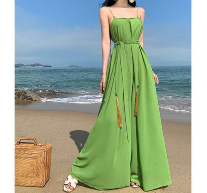 Spaghetti Strap Plain Wide Leg Jumpsuit
