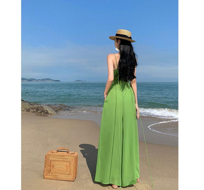 Spaghetti Strap Plain Wide Leg Jumpsuit