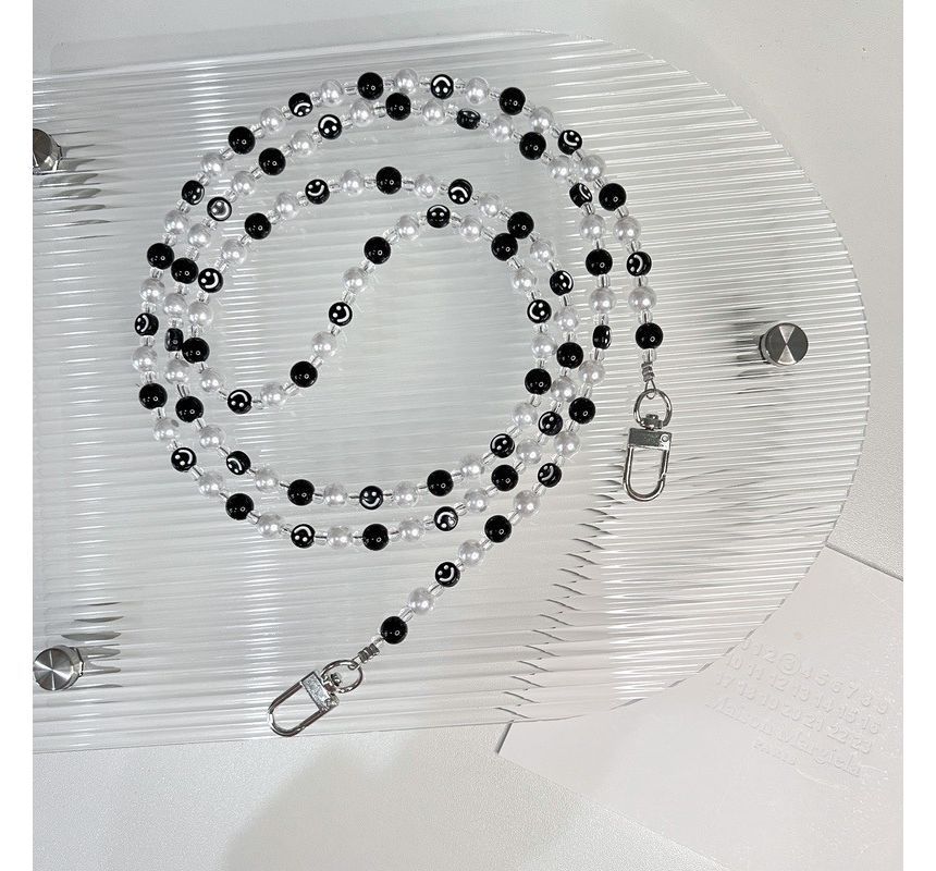 Smiley Pearl Faux Phone Strap