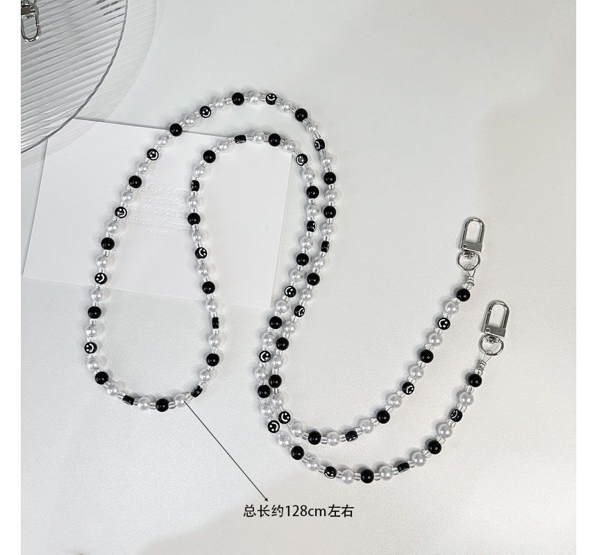 Smiley Pearl Faux Phone Strap