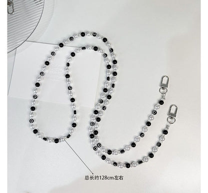 Smiley Pearl Faux Phone Strap