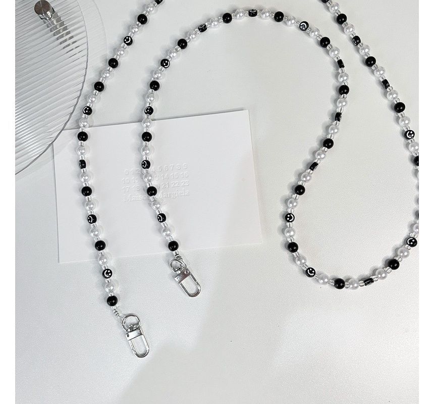Smiley Pearl Faux Phone Strap