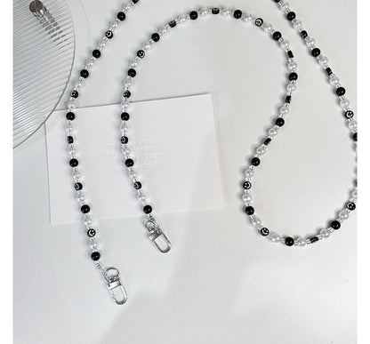 Smiley Pearl Faux Phone Strap