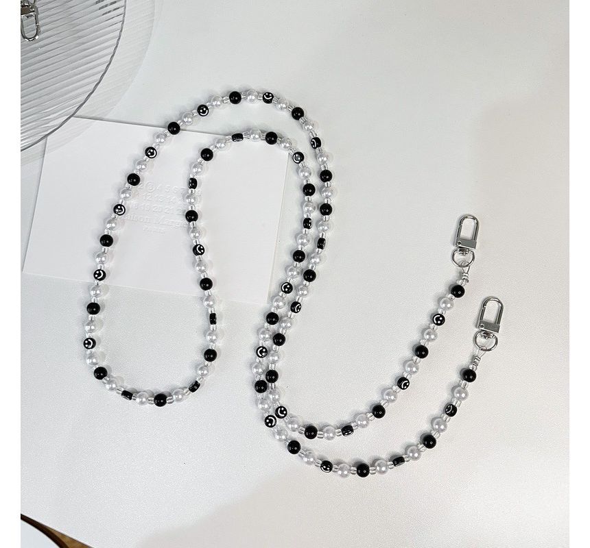 Smiley Pearl Faux Phone Strap