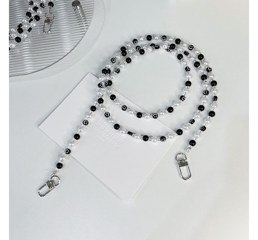 Smiley Pearl Faux Phone Strap