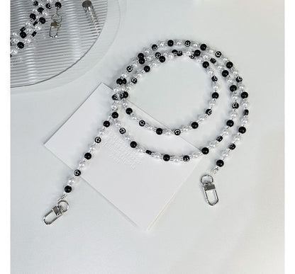 Smiley Pearl Faux Phone Strap