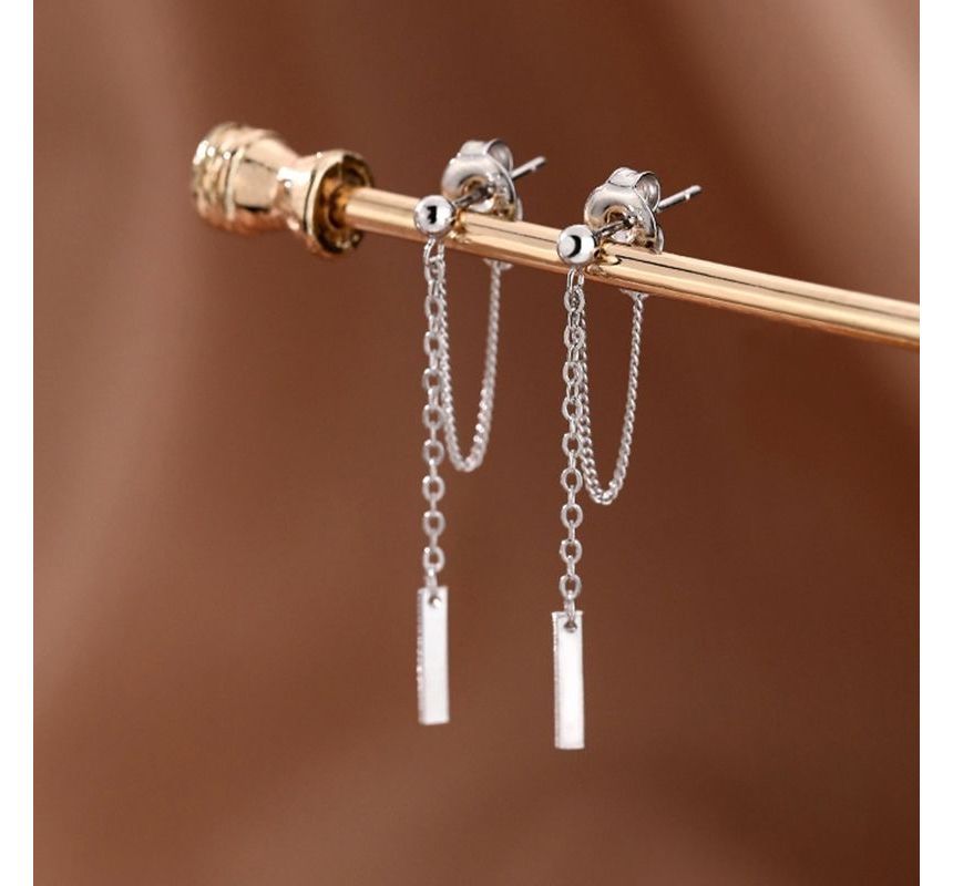 Bar / Cross Chain Sterling Silver Dangle Earring