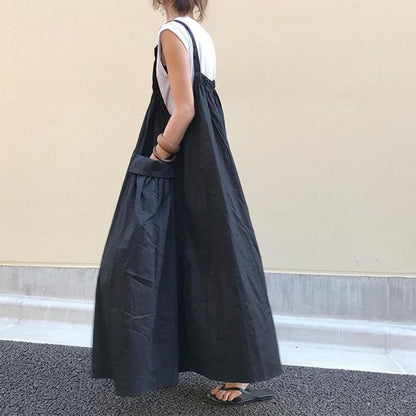 Sleeveless Plain A-Line Maxi Dress