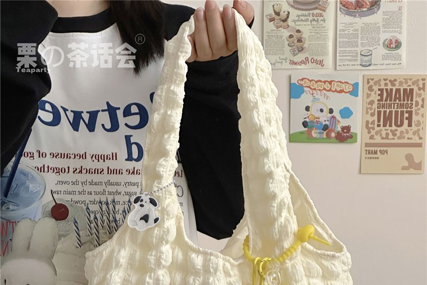 Plain Shirred Tote Bag / Charm / Set