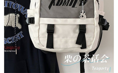 Lettering Buckled Paneled Backpack / Charm / Set