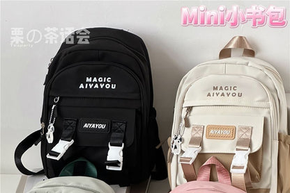 Lettering Buckled Backpack / Charm / Set