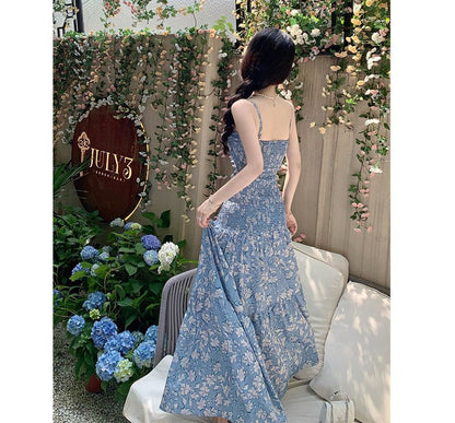 Spaghetti Strap Floral Cutout Maxi A