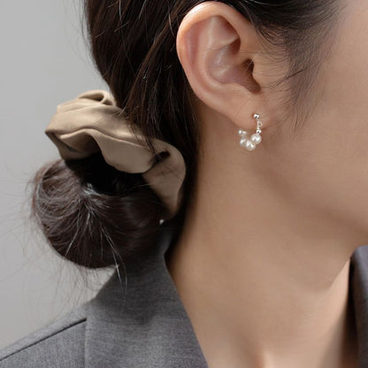 Faux Pearl Beaded Hoop Earring