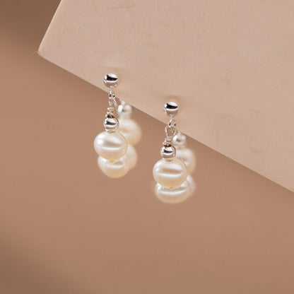 Faux Pearl Beaded Hoop Earring
