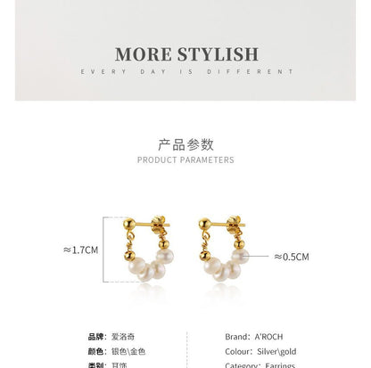 Faux Pearl Beaded Hoop Earring