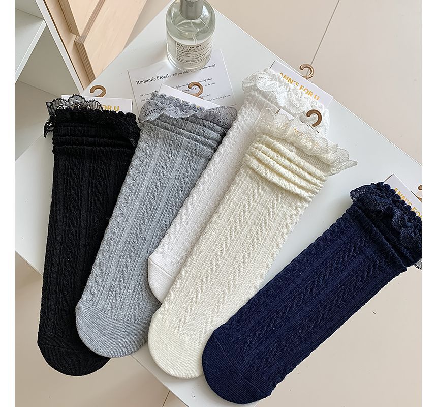 Plain Lace Trim Socks