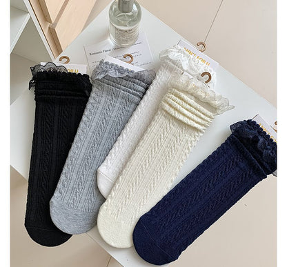 Plain Lace Trim Socks
