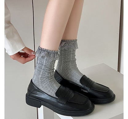 Plain Lace Trim Socks