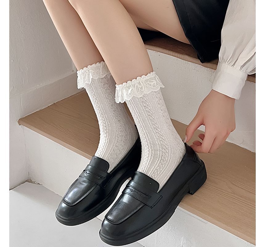 Plain Lace Trim Socks