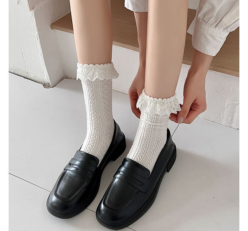 Plain Lace Trim Socks