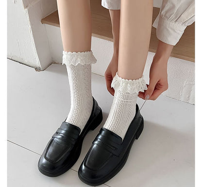 Plain Lace Trim Socks