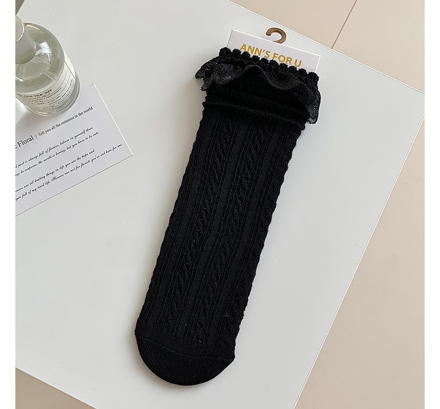 Plain Lace Trim Socks