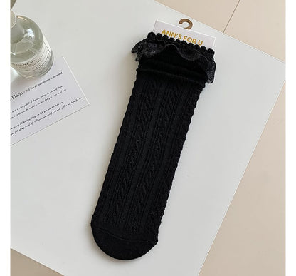 Plain Lace Trim Socks