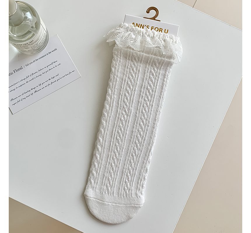 Plain Lace Trim Socks