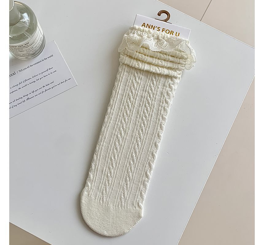 Plain Lace Trim Socks