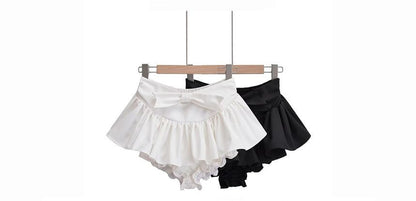 Mid Waist Plain bow Mini A-Line Skirt