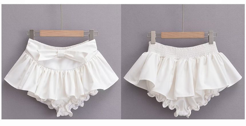 Plain Waist A-Line Mid Skirt Mini bow
