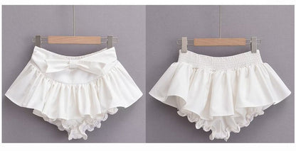 Plain Waist A-Line Mid Skirt Mini bow
