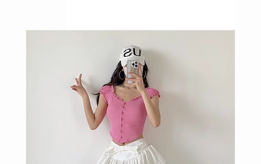 Mid Waist Plain bow Mini A-Line Skirt