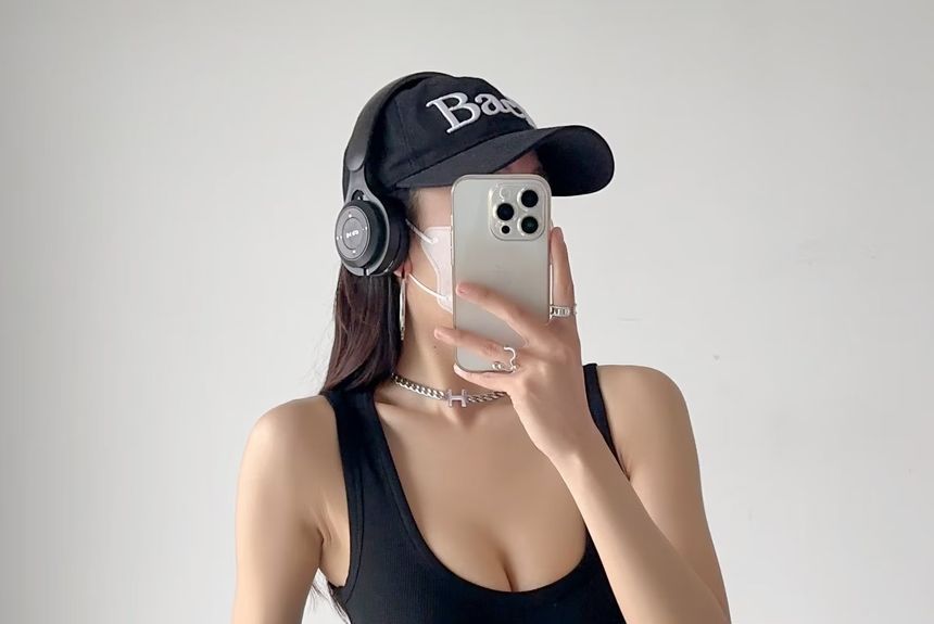 Sleeveless Plain Top Bodysuit Neck Scoop