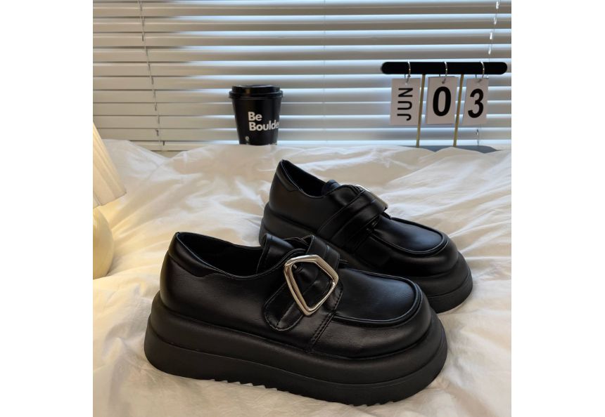 Platform Geometric Buckled Loafers