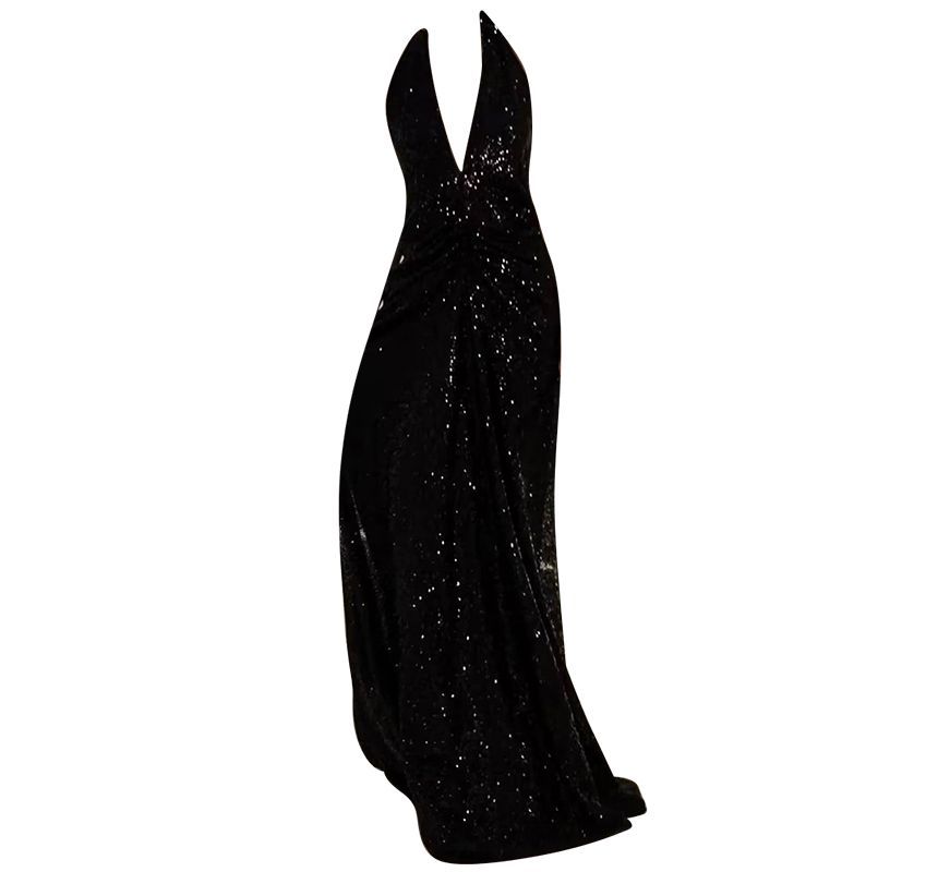 Halter Neck Sequin Open Back Mermaid Evening Gown